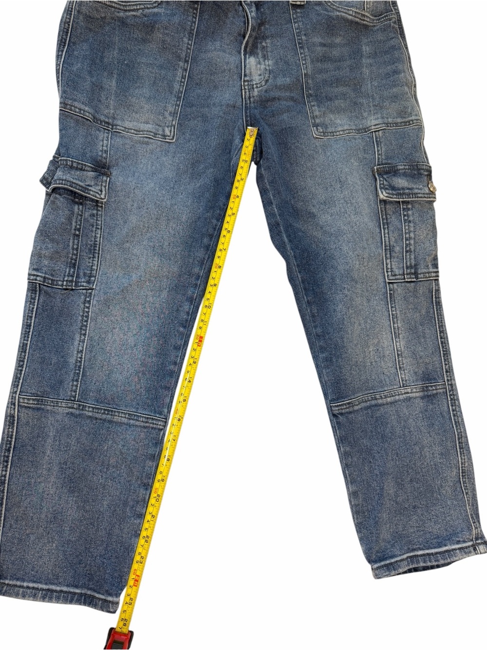 KanCan Women Straight Leg Cargo Jeans in Faded Blue - Picture 2 of 4
